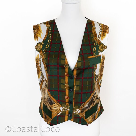 Vintage Cocker Spaniel Vest S/M Made in Spain Pet Dog Print Plaid Eclectic Vet - Picture 3 of 15